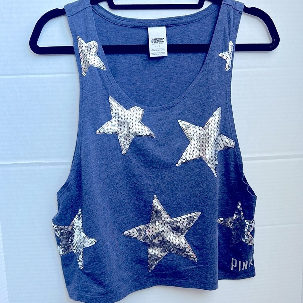 Victorias Secret PINK blue to with stars size S/P tank top